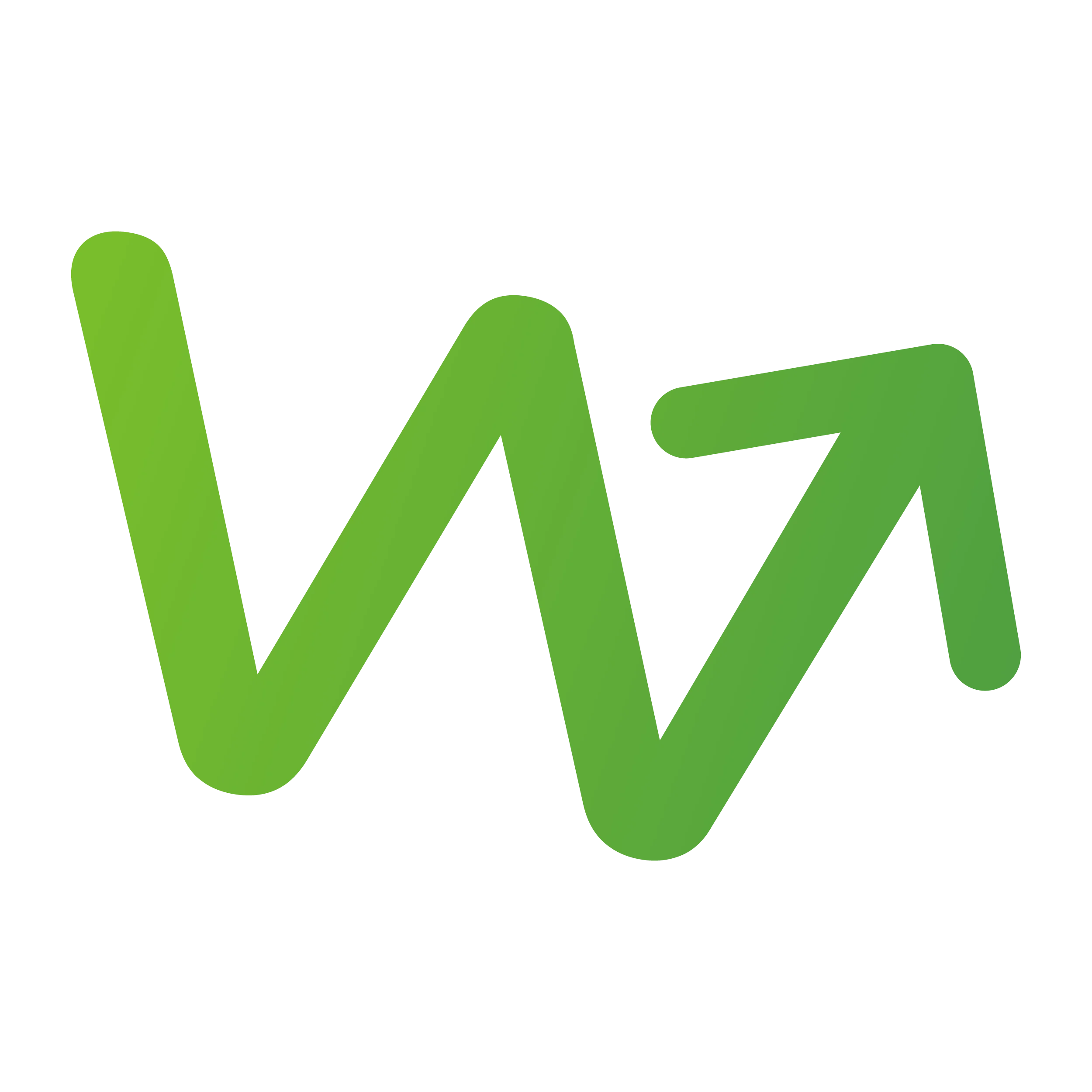 Yeşil W harfi ve yükseliş gösteren ok içeren logo.